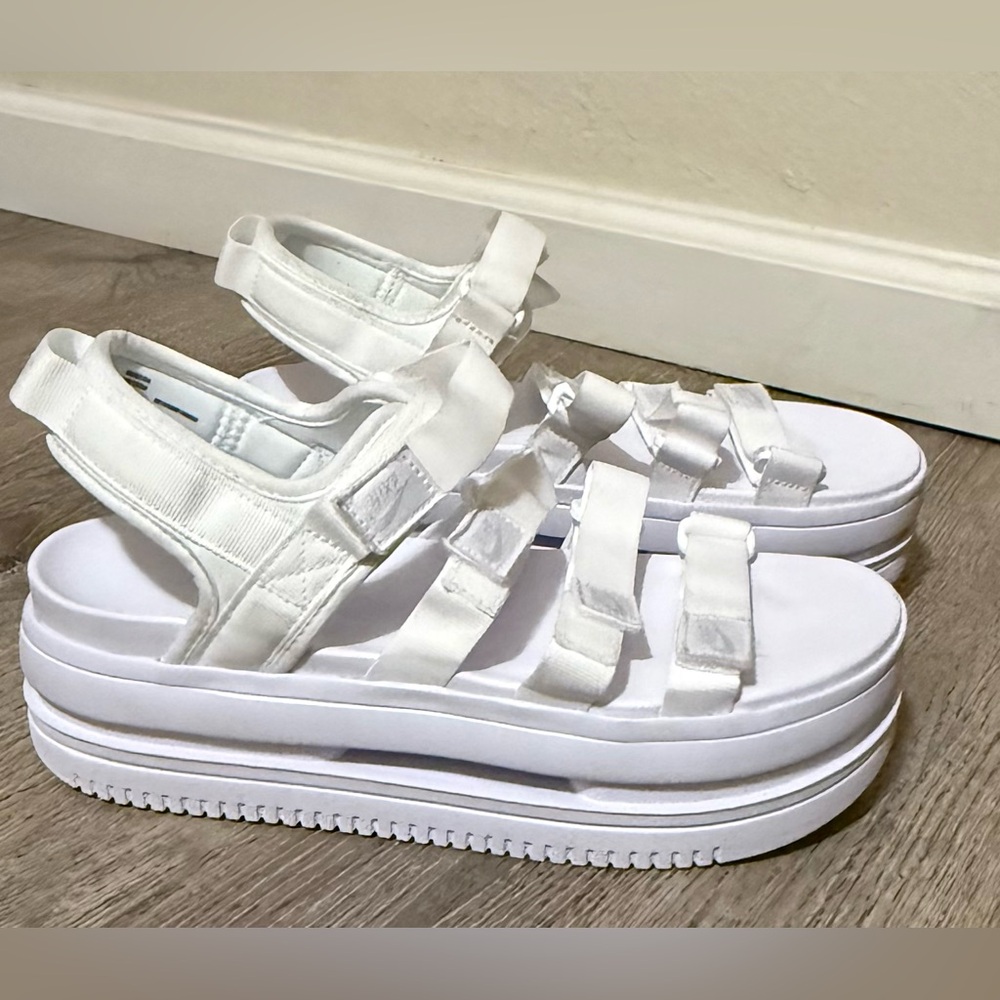 Nike Icon Classic Platform Sandals White Pure Platinum Size 10 | Chunky Strappy - Picture 5 of 8